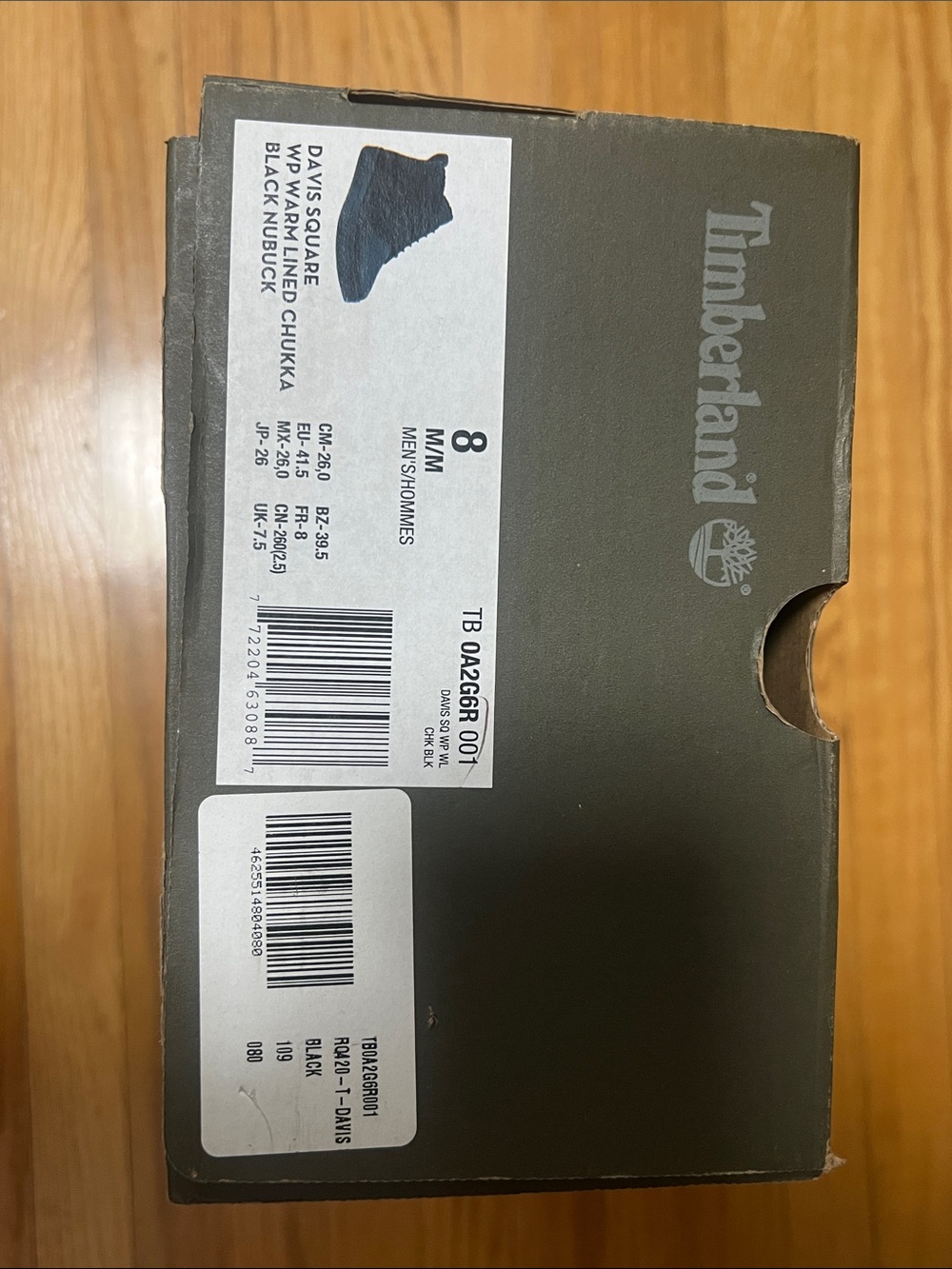 Timberland Gray Shoe Box with White Labels